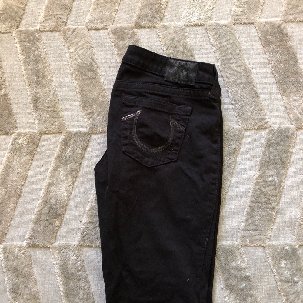 True Religion black straight leg jean